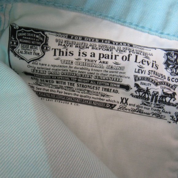Levi's 501 Women Shorts Color:Aqua sz.30 Cuffed Button Denim - Picture 3 of 5